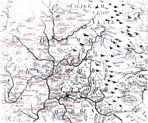 Старинная карта «Вотчина Баронов Строгановых» с расшифровкой (клик для увеличения, источник https://ru.wikipedia.org/)