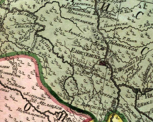 Кеть, Енисей и Енисейск на Атласе 1745 года