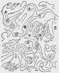 Чукотский рисунок, изображающий переплетение путей в царстве мертвых